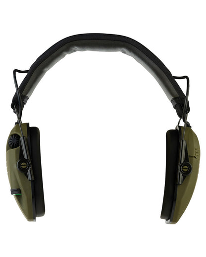 Green coloured Jack Pyke Electronic Ear Defenders on white background #colour_green