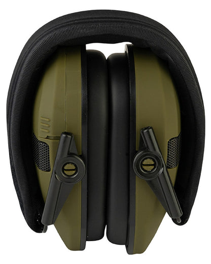 Green coloured Jack Pyke Electronic Ear Defenders on white background #colour_green