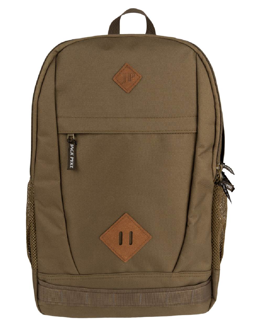 Olive Brown coloured Jack Pyke Falcon Rucksack on white background #colour_olive-brown