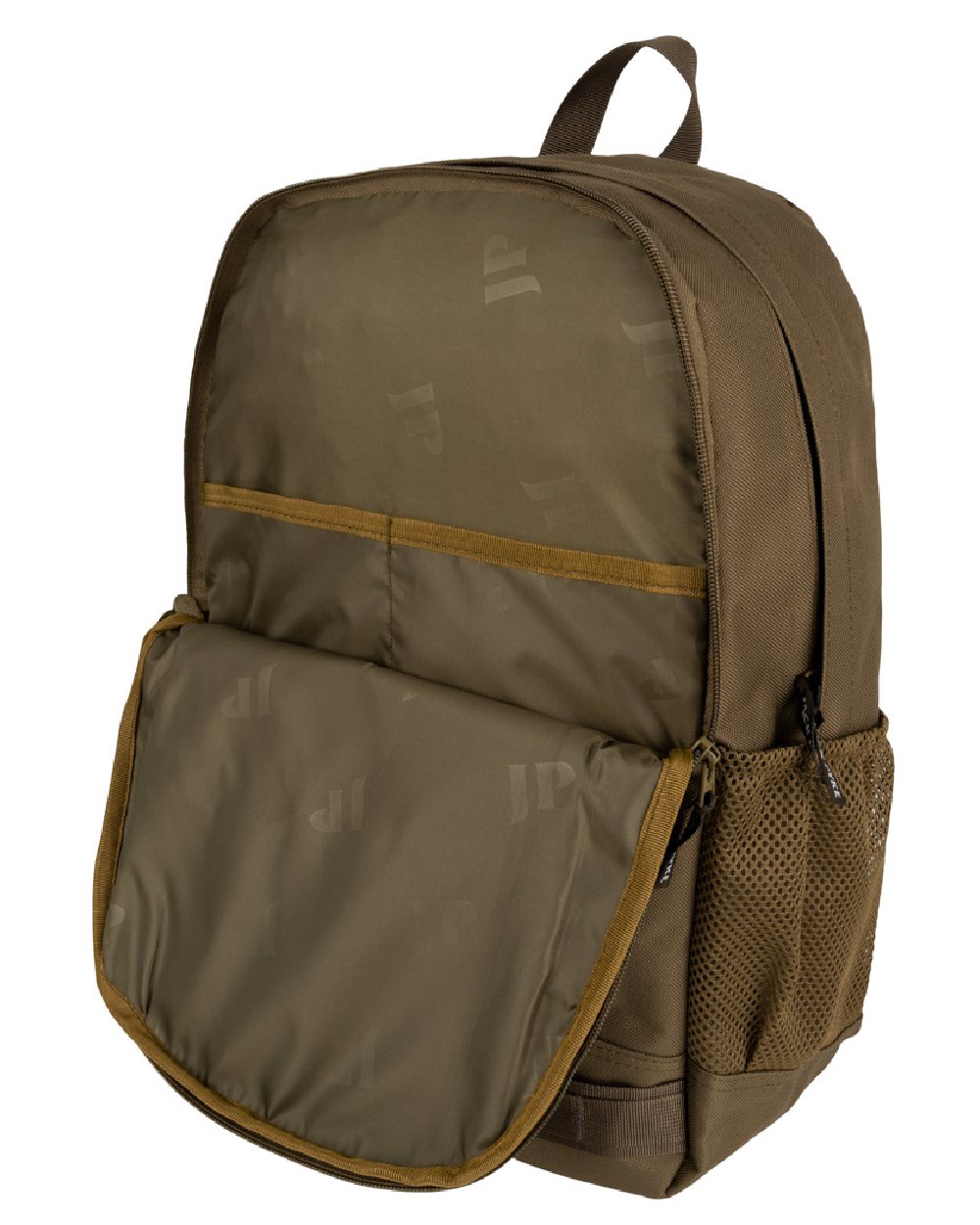 Olive Brown coloured Jack Pyke Falcon Rucksack on white background #colour_olive-brown