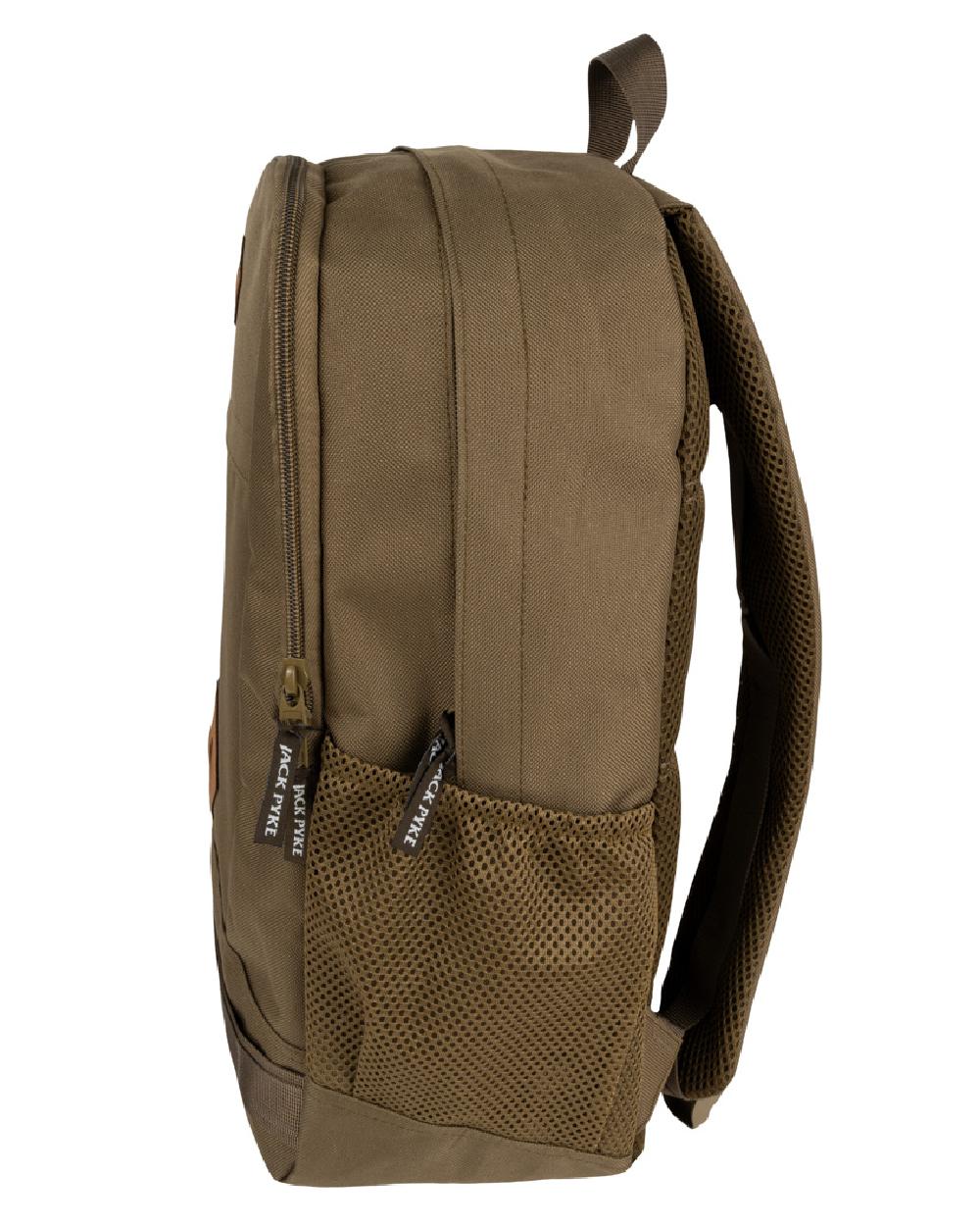 Olive Brown coloured Jack Pyke Falcon Rucksack on white background #colour_olive-brown