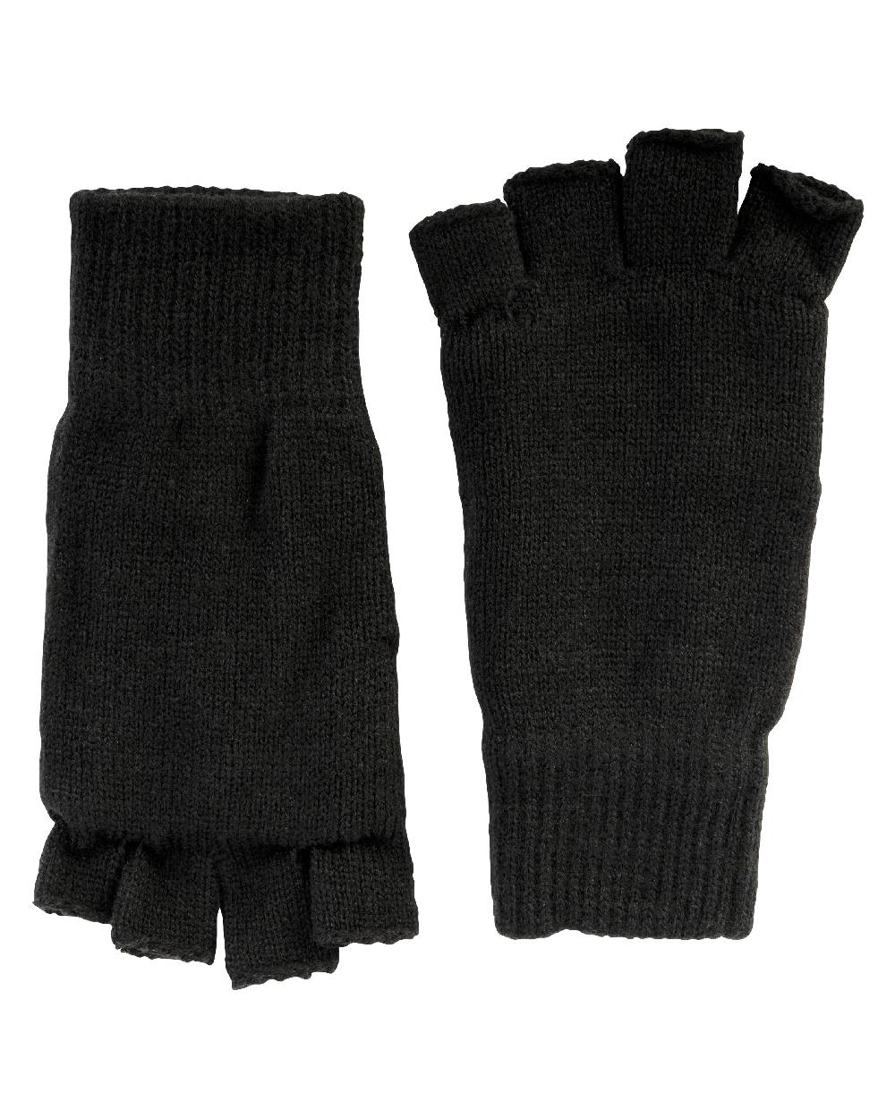 Black coloured Jack Pyke Fingerless Mitts on white background #colour_black