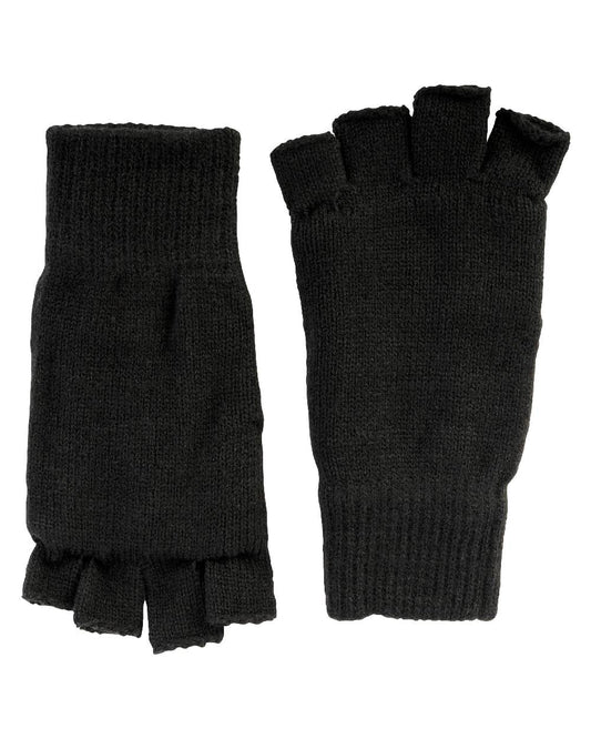 Black coloured Jack Pyke Fingerless Mitts on white background #colour_black