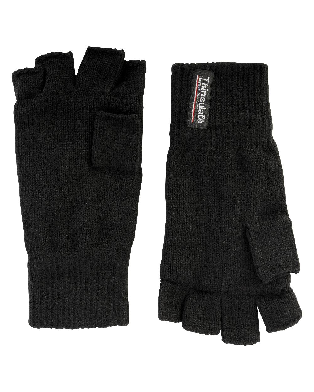 Black coloured Jack Pyke Fingerless Mitts on white background #colour_black