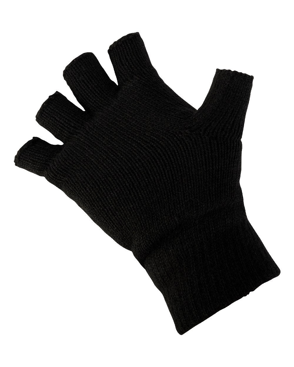 Black coloured Jack Pyke Fingerless Mitts on white background #colour_black