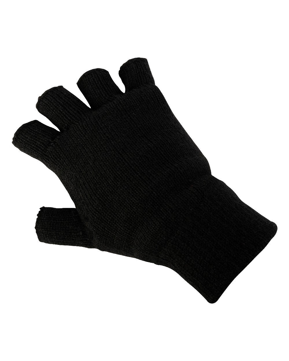 Black coloured Jack Pyke Fingerless Mitts on white background #colour_black