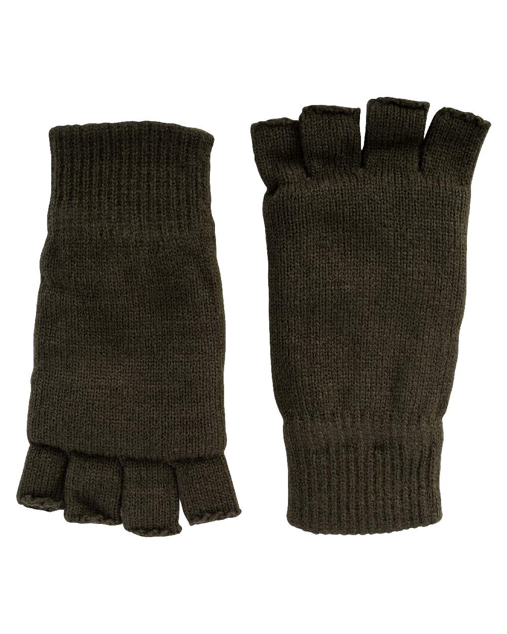 Green coloured Jack Pyke Fingerless Mitts on white background #colour_green