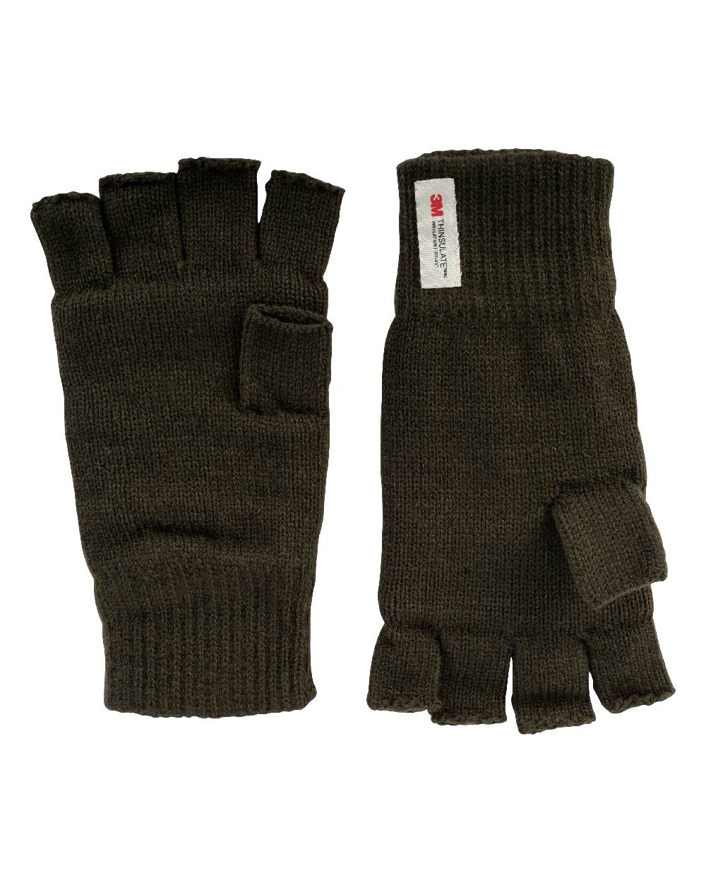 Green coloured Jack Pyke Fingerless Mitts on white background #colour_green