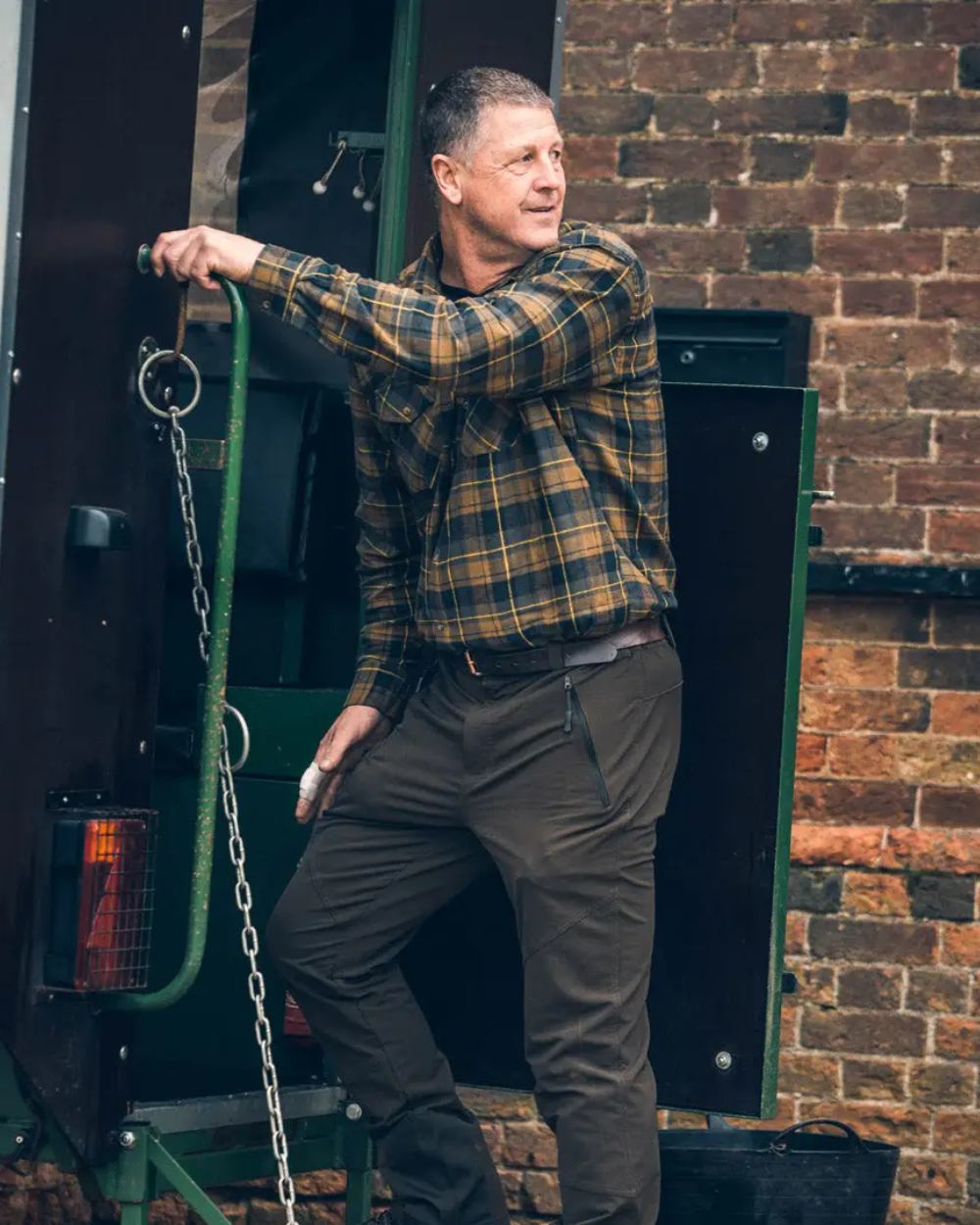 Brown coloured Jack Pyke Flannel Shirt on Van background #colour_brown