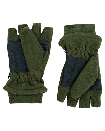 Green coloured Jack Pyke Fleece Shooters Mitts on white background #colour_green