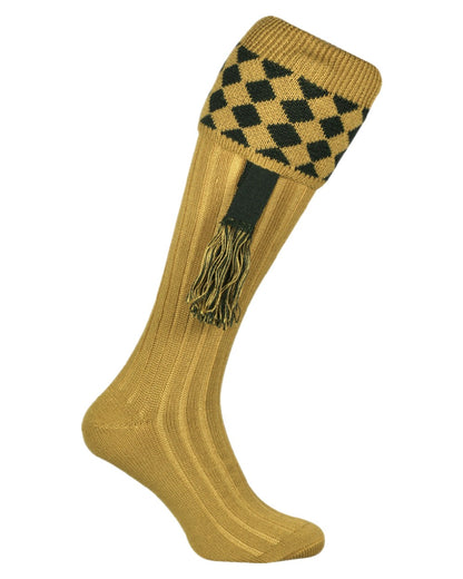 Mustard Coloured Jack Pyke Harlequin Socks on white background #colour_mustard