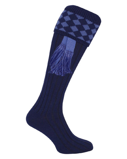 Navy coloured Jack Pyke Harlequin Socks on white background #colour_navy