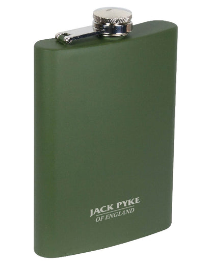 Green coloured Jack Pyke Hip Flask on white background #colour_green