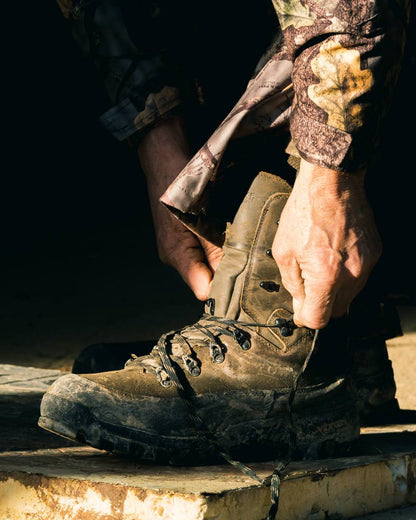 Brown coloured Jack Pyke Hunters Boots on outdoor background #colour_brown