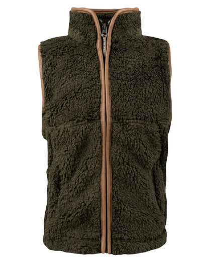 Dark Olive coloured Jack Pyke Junior Sherpa Fleece Gilet on white background #colour_dark-olive