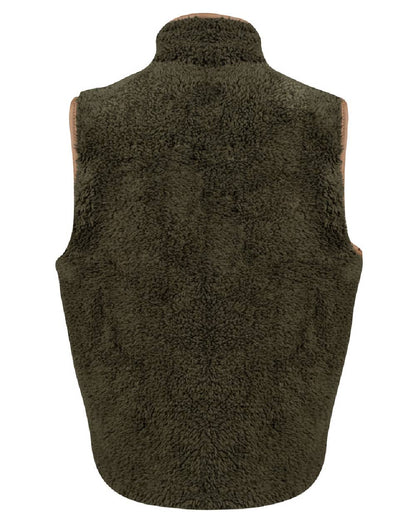 Dark Olive coloured Jack Pyke Junior Sherpa Fleece Gilet on white background #colour_dark-olive