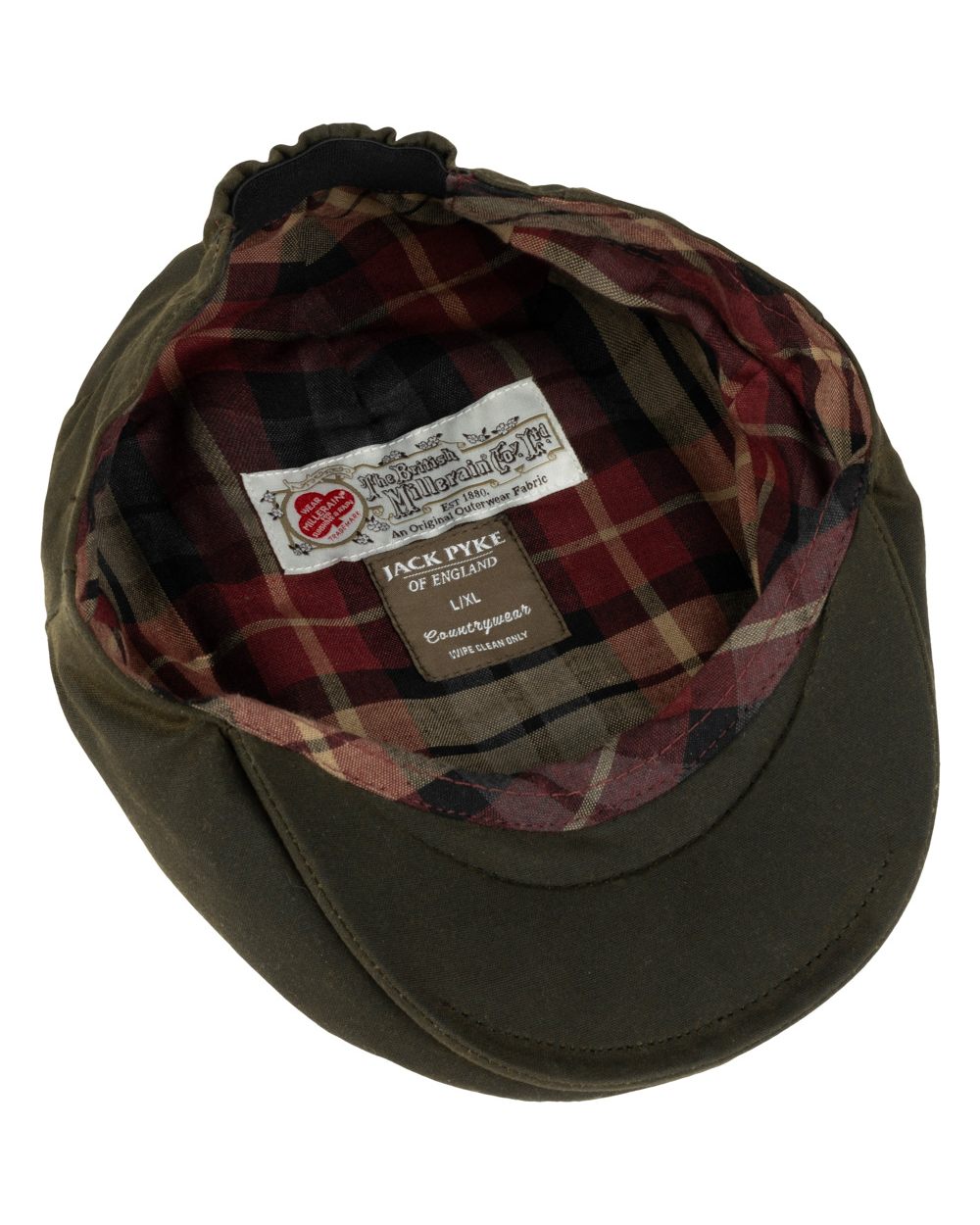 Green coloured Jack Pyke Junior Wax Flat Cap on white background #colour_green