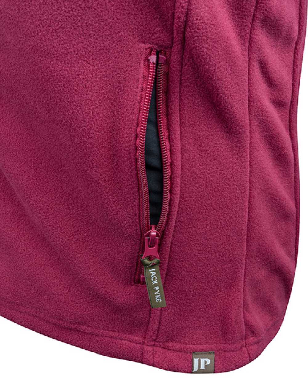 Roselle coloured Jack Pyke Ladies Fleece Jacket on white background #colour_roselle