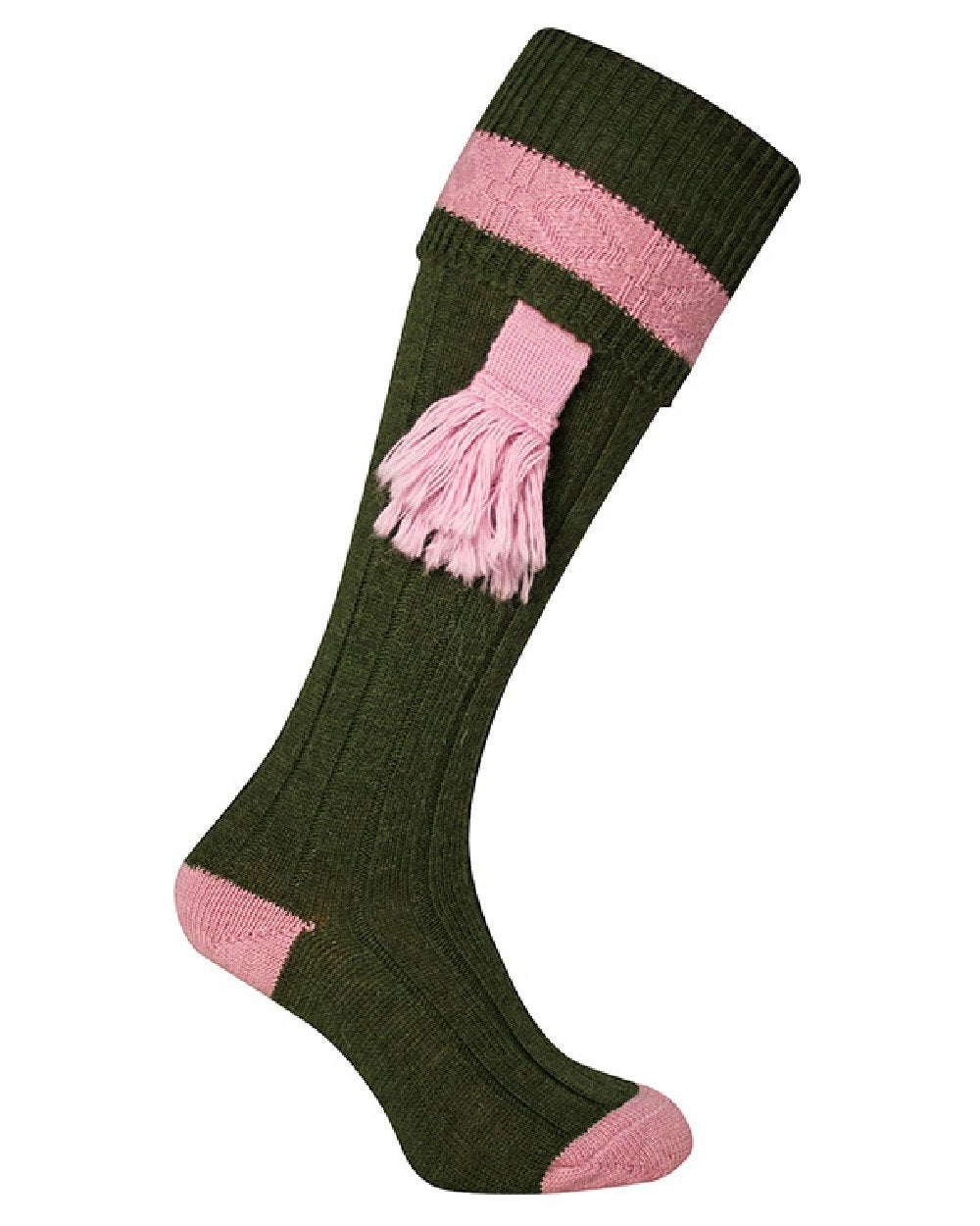Green Pink coloured Jack Pyke Ladies Shooting Socks on white background #colour_green-pink