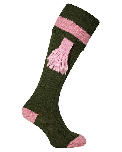 Green Pink coloured Jack Pyke Ladies Shooting Socks on white background #colour_green-pink
