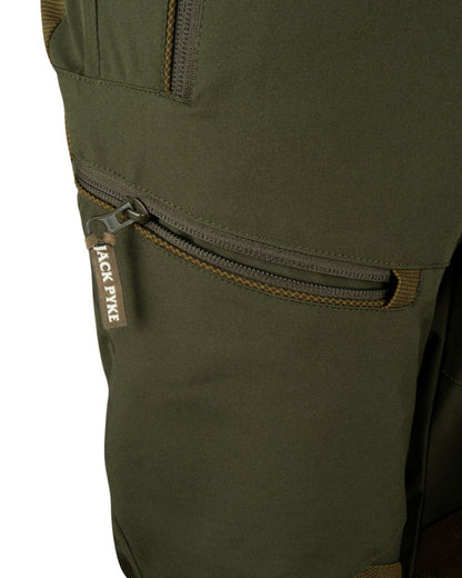 Green coloured Jack Pyke Ladies Technical Trousers on white background #colour_green