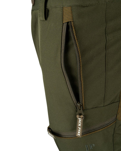Green coloured Jack Pyke Ladies Technical Trousers on white background #colour_green