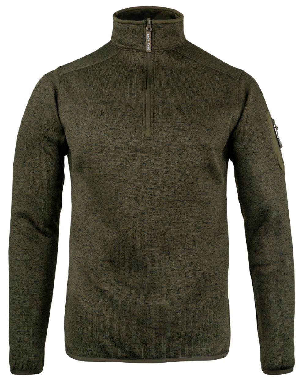 Green Fleck Coloured Jack Pyke Melange Quarter Zip Fleece On A White Background #colour_green-fleck