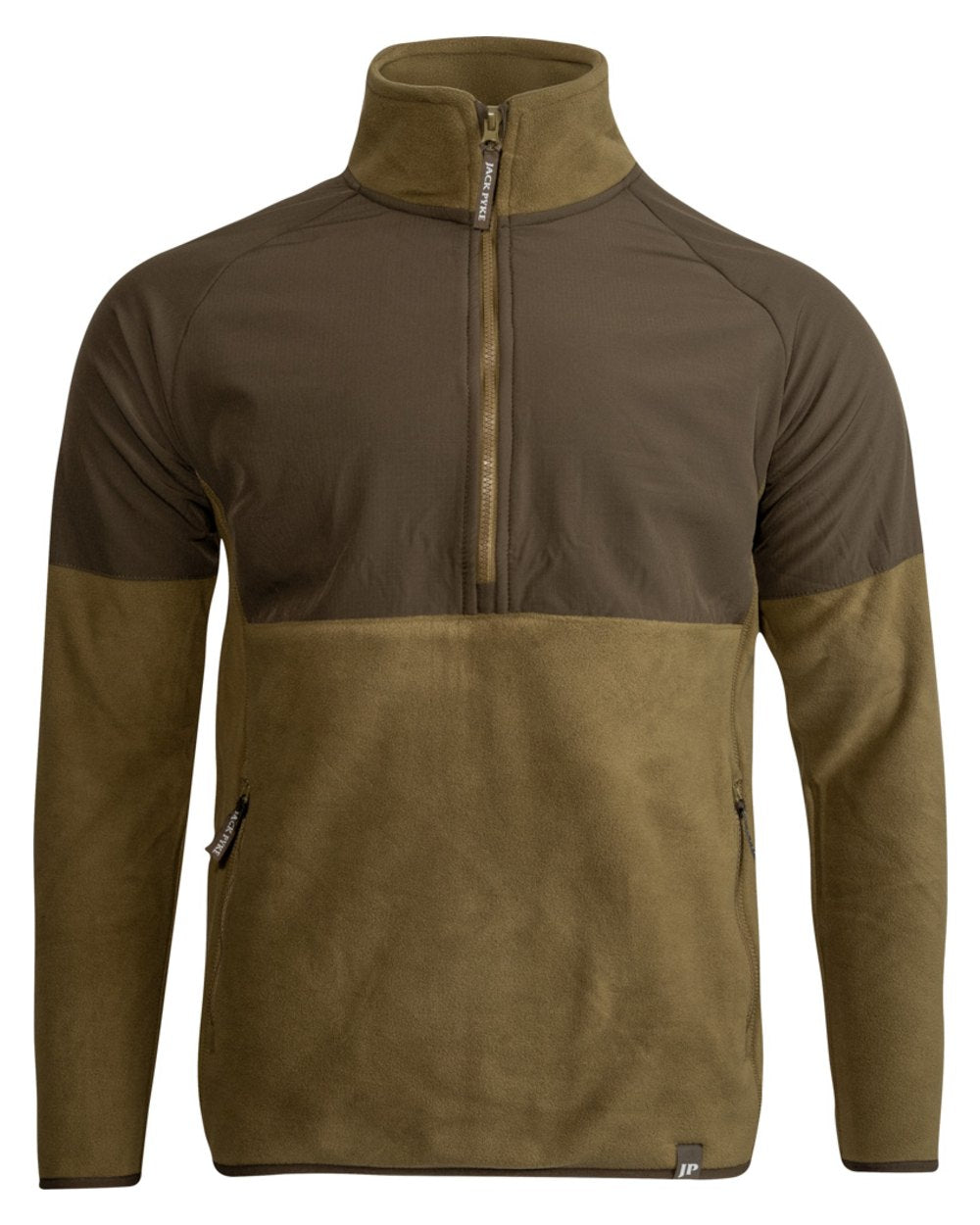 Dark Mustard Coloured Jack Pyke Mens Bleasdale Half Zip Fleece Top on white background #colour_dark-mustard