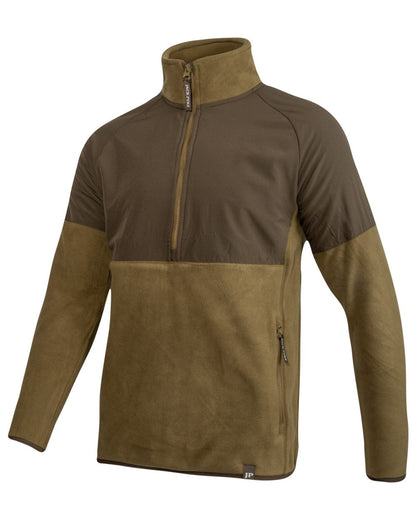 Dark Mustard Coloured Jack Pyke Mens Bleasdale Half Zip Fleece Top on white background #colour_dark-mustard