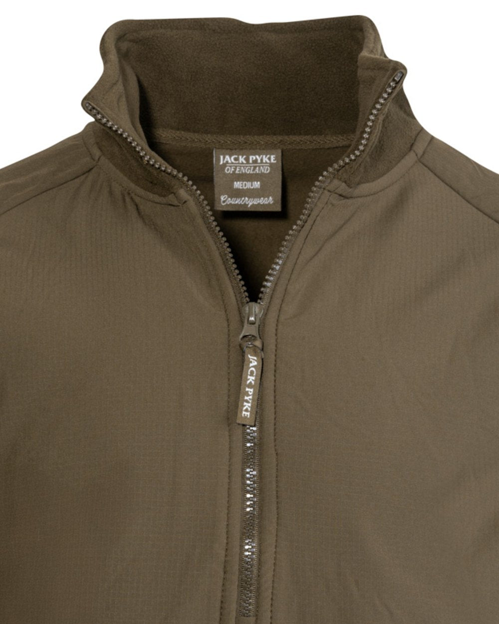 Dark Olive Coloured Jack Pyke Mens Bleasdale Half Zip Fleece Top on white background #colour_dark-olive