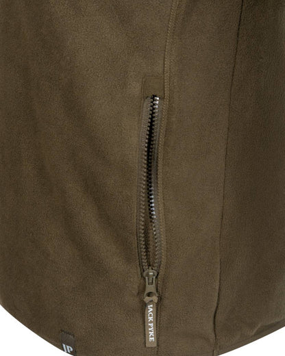 Dark Olive Coloured Jack Pyke Mens Bleasdale Half Zip Fleece Top on white background #colour_dark-olive