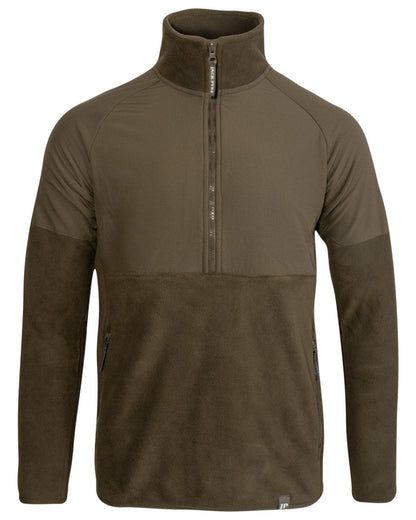 Dark Olive Coloured Jack Pyke Mens Bleasdale Half Zip Fleece Top on white background #colour_dark-olive
