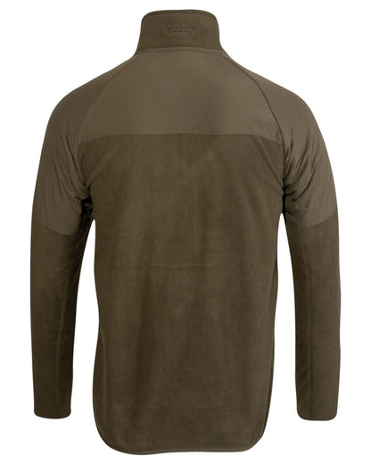 Dark Olive Coloured Jack Pyke Mens Bleasdale Half Zip Fleece Top on white background #colour_dark-olive