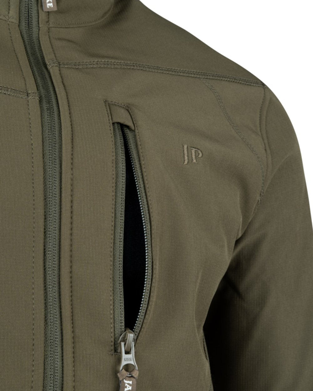 Green coloured Jack Pyke Mens Bleasdale Softshell Jacket on white background #colour_green