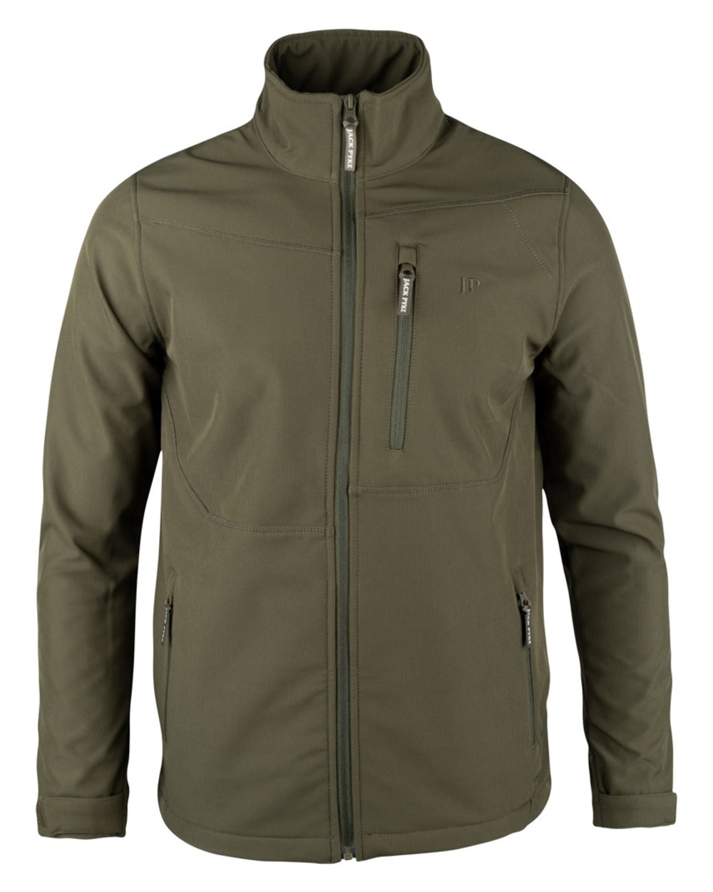 Green coloured Jack Pyke Mens Bleasdale Softshell Jacket on white background #colour_green
