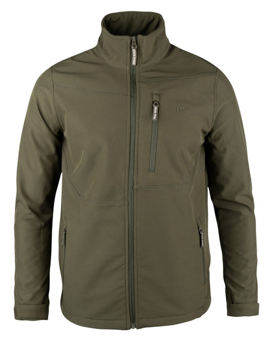 Green coloured Jack Pyke Mens Bleasdale Softshell Jacket on white background #colour_green