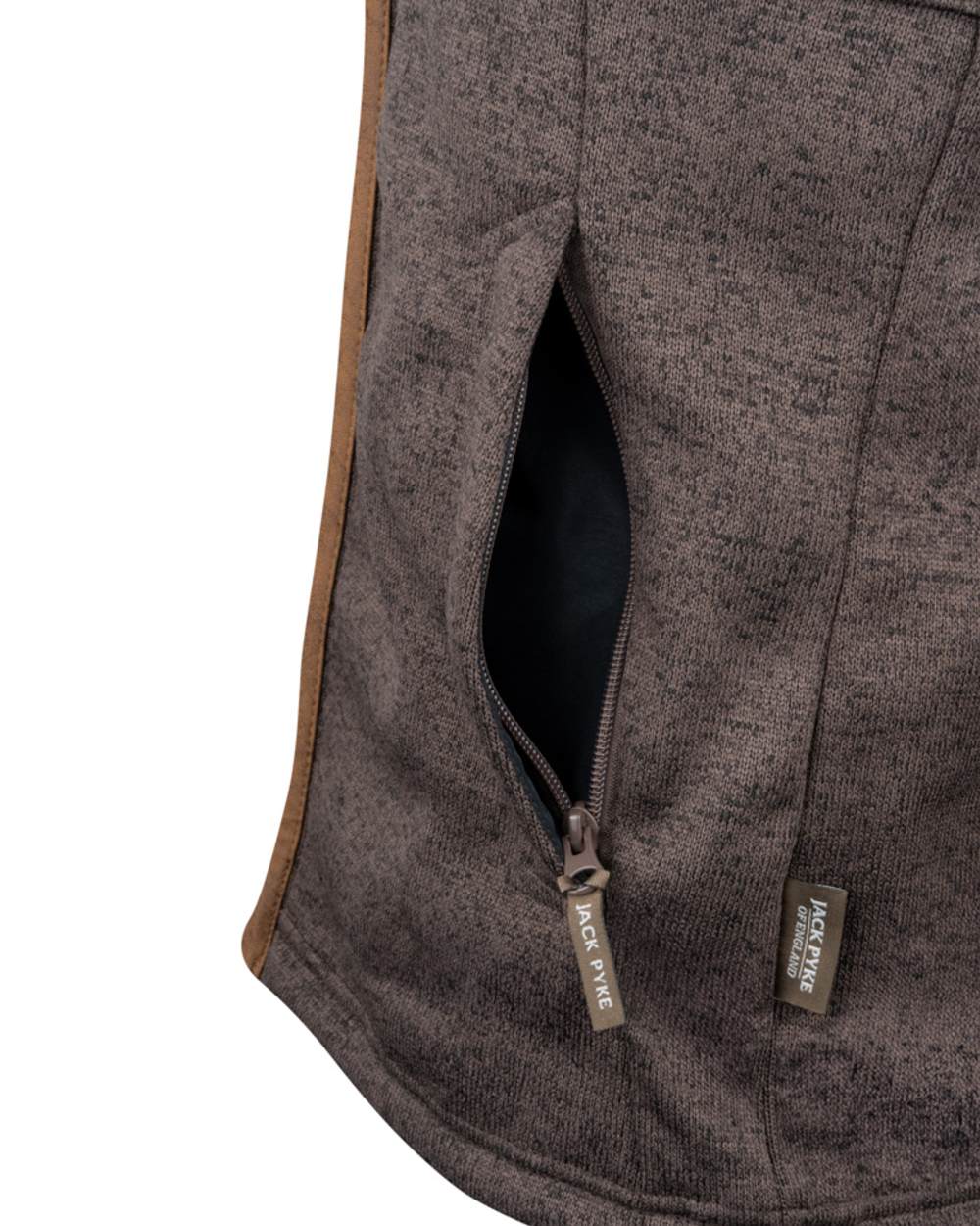 Brown Coloured Jack Pyke Mens Melange Fleece Gilet on white background #colour_brown