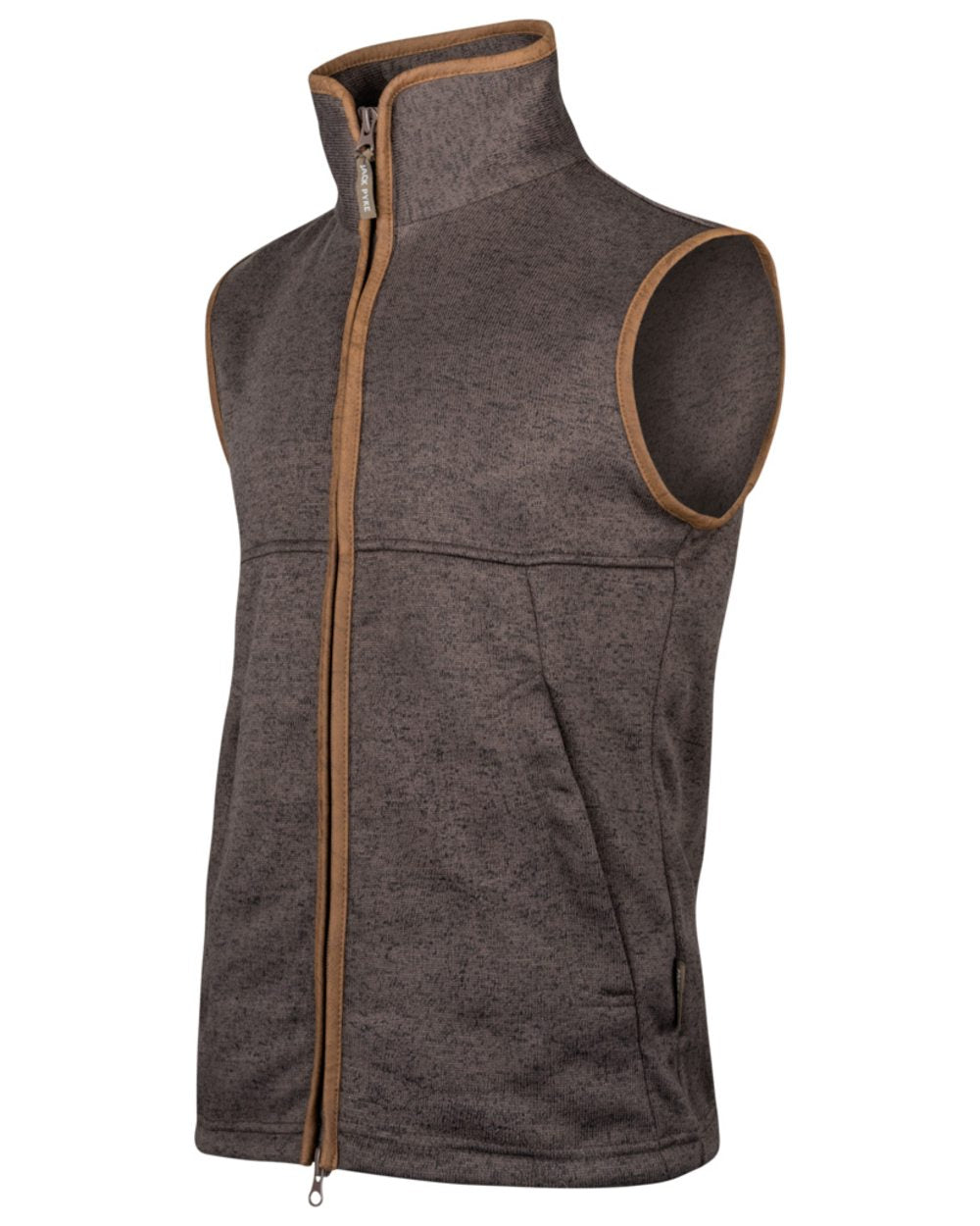 Brown Coloured Jack Pyke Mens Melange Fleece Gilet on white background #colour_brown
