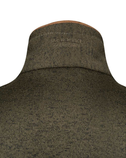 Dark Olive Coloured Jack Pyke Mens Melange Fleece Gilet on white background #colour_dark-olive