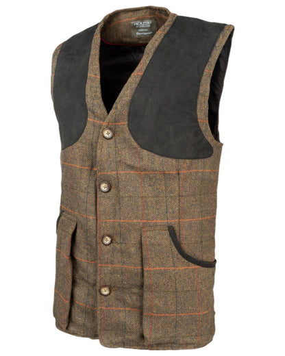 Brown Coloured Jack Pyke Mens Tweed Shooting Vest on white background #colour_brown