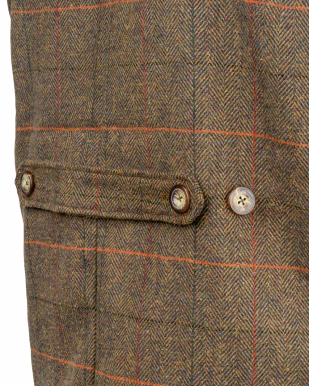 Brown Coloured Jack Pyke Mens Tweed Shooting Vest on white background #colour_brown