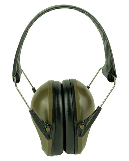 Green coloured Jack Pyke Passive Ear Defenders on white background #colour_green