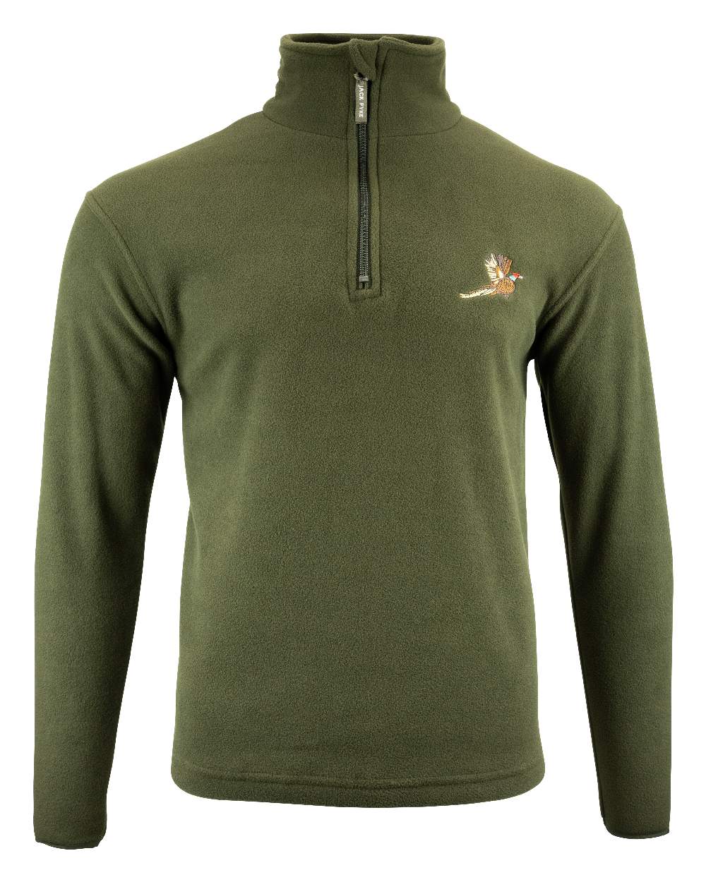 Green coloured Jack Pyke Pheasant Motif Fleece Pullover on white background #colour_green