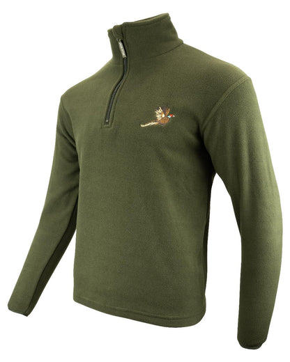 Green coloured Jack Pyke Pheasant Motif Fleece Pullover on white background #colour_green