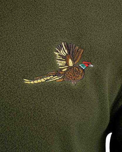 Green coloured Jack Pyke Pheasant Motif Fleece Pullover on white background #colour_green