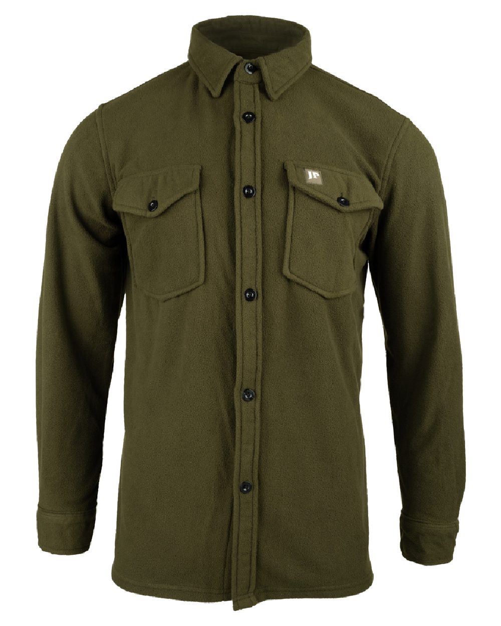 Dark Olive coloured Jack Pyke Polar Fleece Shirt on white background #colour_dark-olive