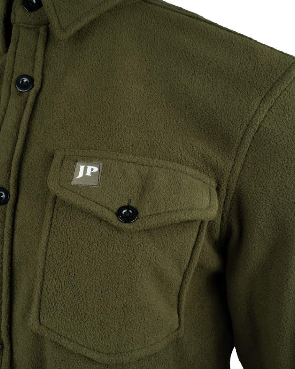 Dark Olive coloured Jack Pyke Polar Fleece Shirt on white background #colour_dark-olive
