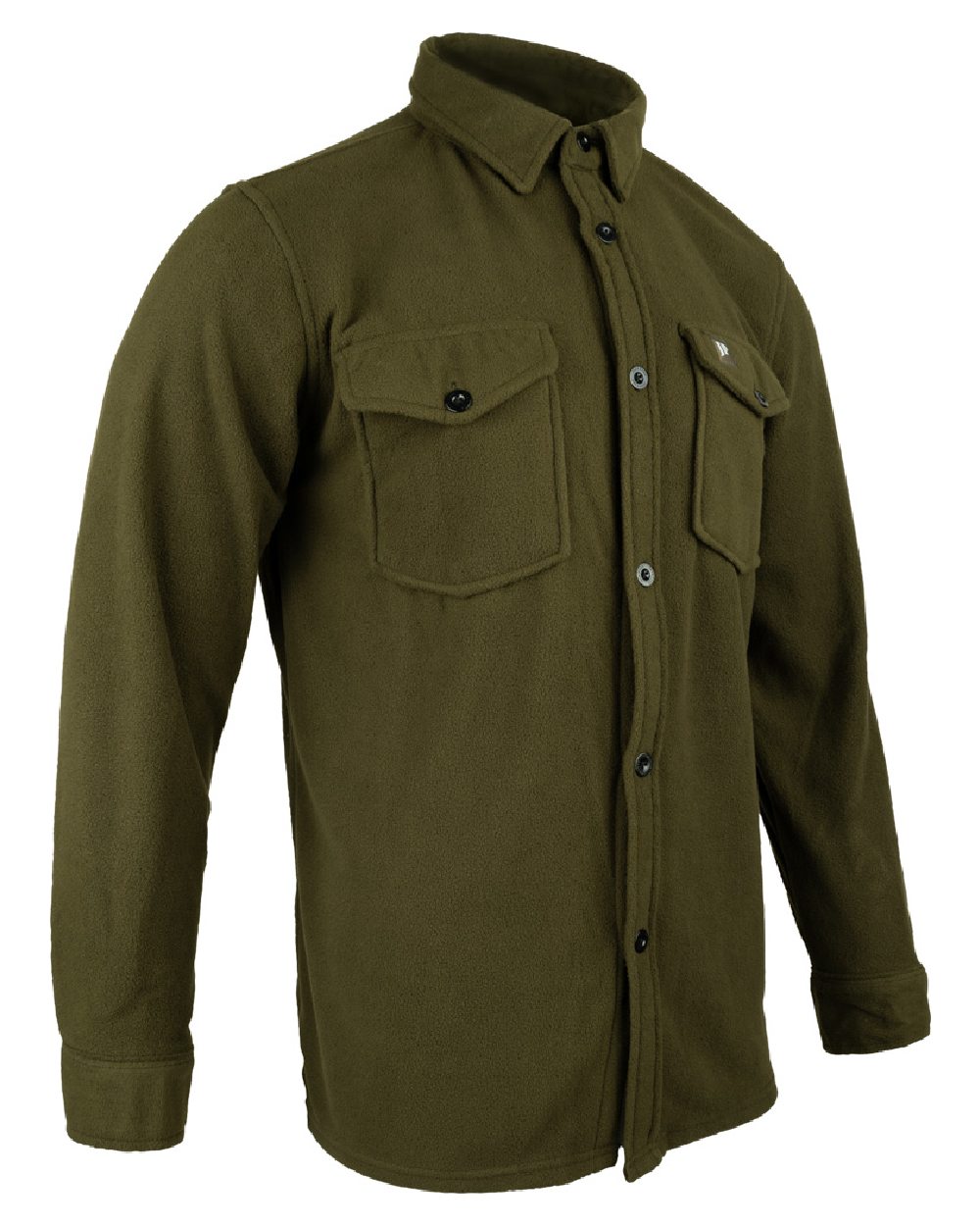 Dark Olive coloured Jack Pyke Polar Fleece Shirt on white background #colour_dark-olive