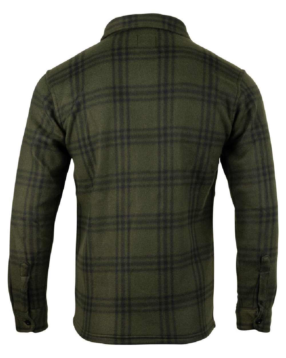 Green Check coloured Jack Pyke Polar Fleece Shirt on white background #colour_green-check