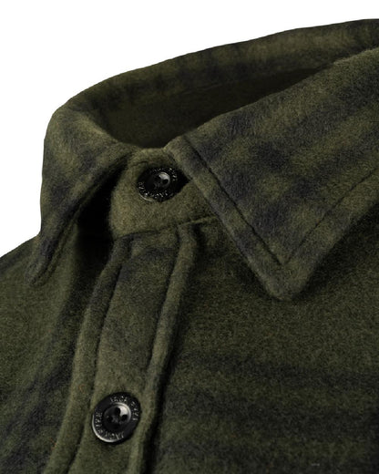 Green Check coloured Jack Pyke Polar Fleece Shirt on white background #colour_green-check